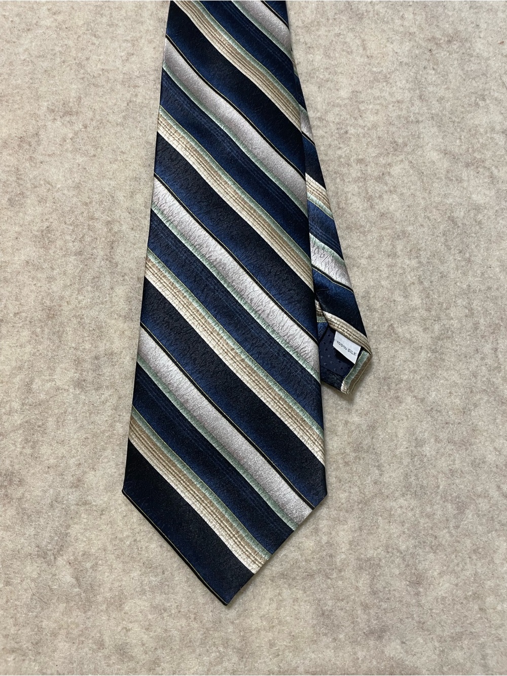 Pierre Cardin Blue and Silver Stripe Tie 100 silk